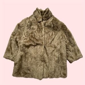 Vintage 80s 90s Faux Fur Jacket Large XL